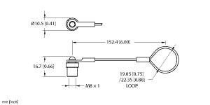 Turck Actuator and Sensor Accessory, Closure cap, Threaded hand tighten + lanyard (PKG-CC)