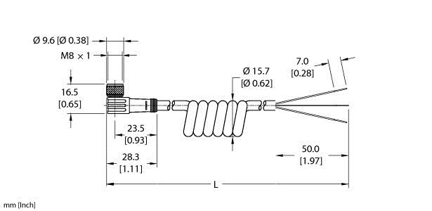 Turck Actuator and Sensor Cordset, Connection Coil Cordset (PKW 3M-3/S90-SP)