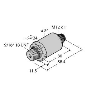 Turck Pressure Transmitter, With Current Output (2-Wire) (PT500PSIG-2021-I2-H1143/X)