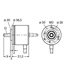 Turck Incremental Encoder, Industrial Line (RI-04QA0S-4A100-C)