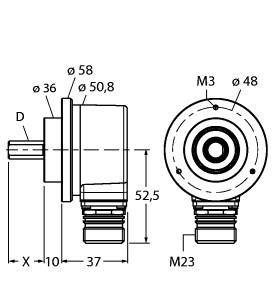 Turck Incremental Encoder, Industrial Line (RI-10T10C-4B5000-12M23)