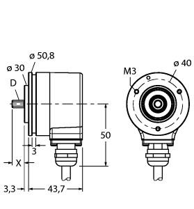 Turck Incremental Encoder, Industrial Line (RI-10TA1Z2-4A2048-C1M)