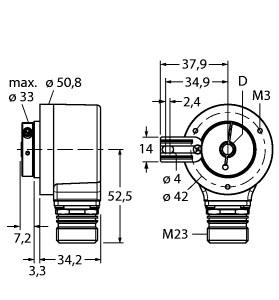 Turck Incremental Encoder, Industrial Line (RI-12HA4T-4A1000-12M23)