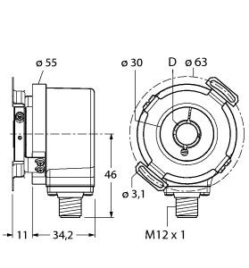 Turck Incremental Encoder, Industrial Line (RI-12I14E-4B4096-H1181)