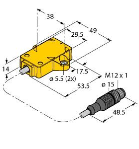 Turck Inductive Angle Sensor, With Analog Output, Premium Line (RI360P1-QR14-ELIU5X2-0.3-RS5)