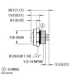 Turck Actuator and Sensor Receptacle, Front Mount (RKFL 36)