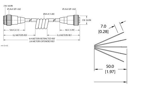 Turck Actuator and Sensor Cordset, Connection Coil Cordset (RKM 50-2M/S90-SP)