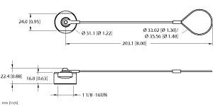 Turck Accessory for 1-1/8, Closure cap, Threaded hand tighten + lanyard (RKMCV-CC)