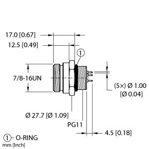 Turck Actuator and Sensor Receptacle, Front Mount (RSF 50-PCB)