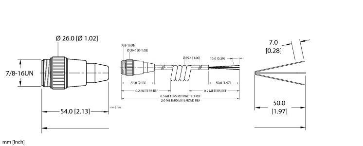 Turck Actuator and Sensor Cordset, Connection Coil Cordset (RSM 30-2M/S90-SP)