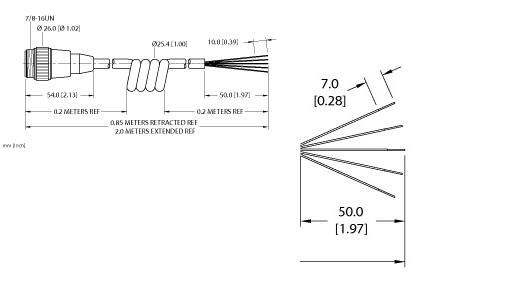 Turck Actuator and Sensor Cordset, Connection Coil Cordset (RSM 50-2M/S90-SP)