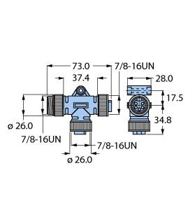 Turck Zweifachverteiler, T-Splitter without Cable (RSM-2RKM 57)