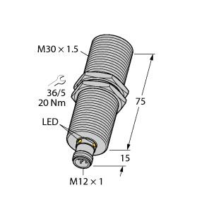 Turck Ultrasonic Sensor, Diffuse Mode Sensor (RU300U-M30M-2UP8X2-H1151)