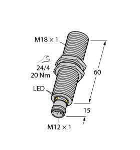 Turck Ultrasonic Sensor, Diffuse Mode Sensor (RU40U-M18E-LU8X2-H1151)