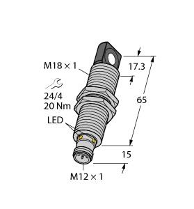 Turck Ultrasonic Sensor, Diffuse Mode Sensor (RU40U-M18MS-LFX-H1151)