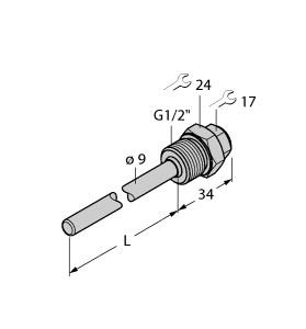 Turck Accessories, Thermowell, For Temperature Sensors (THW-6-G1/2-A4-L150)