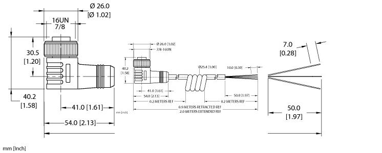Turck Actuator and Sensor Cordset, Connection Coil Cordset (WKM 30-2M/S90-SP)