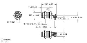 Turck Actuator and Sensor Receptacle, Rear Mount, Right-angle PCB Pins (WMFS 6F-PCB)