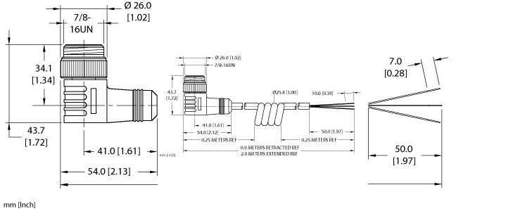Turck Actuator and Sensor Cordset, Connection Coil Cordset (WSM 30-2M/S90-SP)