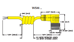Turck Actuator and Sensor Cordset, Extension Coil Cordset (WSM RKM 30-2M/S90-SP)