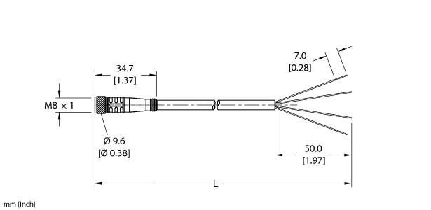 Turck Actuator and Sensor Cordset, Connection Cable (PKG 4M-10/S90)