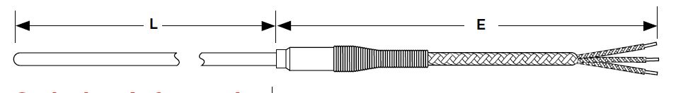 Watlow RF Style RTD, Single 2-Wire, 1/8" OD x 6" SS Mineral-Insulated Sheath, 12" Fiberglass Lead