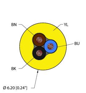 Turck Instrumentation Tray Cable, Reelfast™ Bulk Cable (YEL,PVC,3X18,ITC,MSHA)