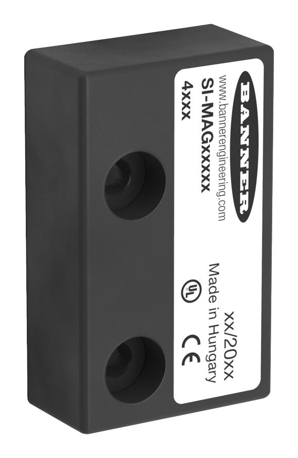 Banner Coded Magnet: Small Rectangular Magnet; Repeat Switching Accuracy: +/- 0.1 mm; Dimensions: 43 x 26 mm: Standard Force; Used With Model: SI-MAGB2SM (SI-MAGB2MM)