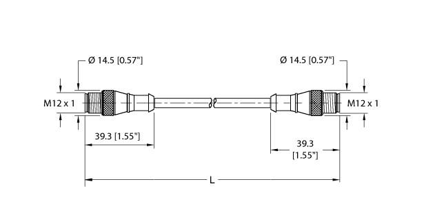 Turck Actuator and Sensor Cordset, Extension Cable (RS 8T-0.3-RS 8T)