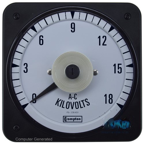 CROMPTON SWITCHBOARD METER, 4.5" AC VOLTMETER -RMS COMPENSATED, R = 0-150VAC, S = 0/18KV AC, 50/60HZ