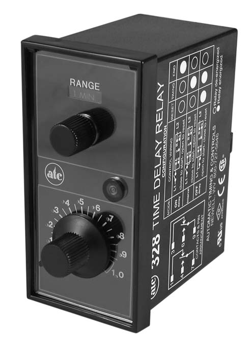 328E SERIES MULTI-RANGE TIMER, 24-240VAC/24VDC, RESET ON POWER FAILURE, SIX KNOB SELECTABLE RANGES