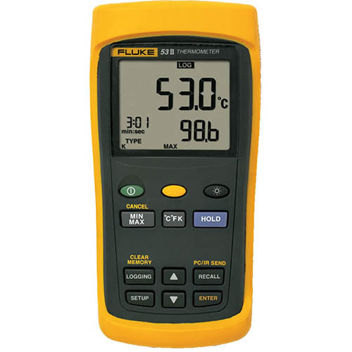 FLUKE 53-2 SINGLE INPUT THERMOMETER W/USB RECORDING, 60HZ NOISE REJECTION (5PC MIN)