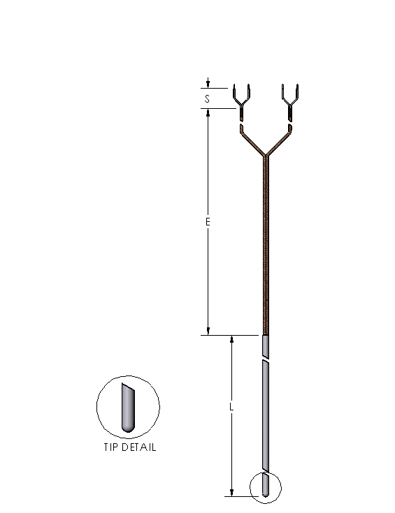 Watlow Thermocouple Sensor Style 20 Style 2 in.(l) x .188 in. (D) sheath Straight
