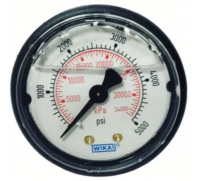 Wika 113.13 Series Brass Liquid Filled Pressure Gauge, 0 to 30 psi