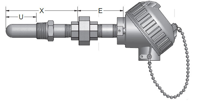 Pyromation CIP Sanitary-Connected RTD, Dual 3-Wire, 1/4" OD x 5" Immersion, 1-1/2" OD SS Tri-Clamp, Aluminum Head, Epoxy Coating