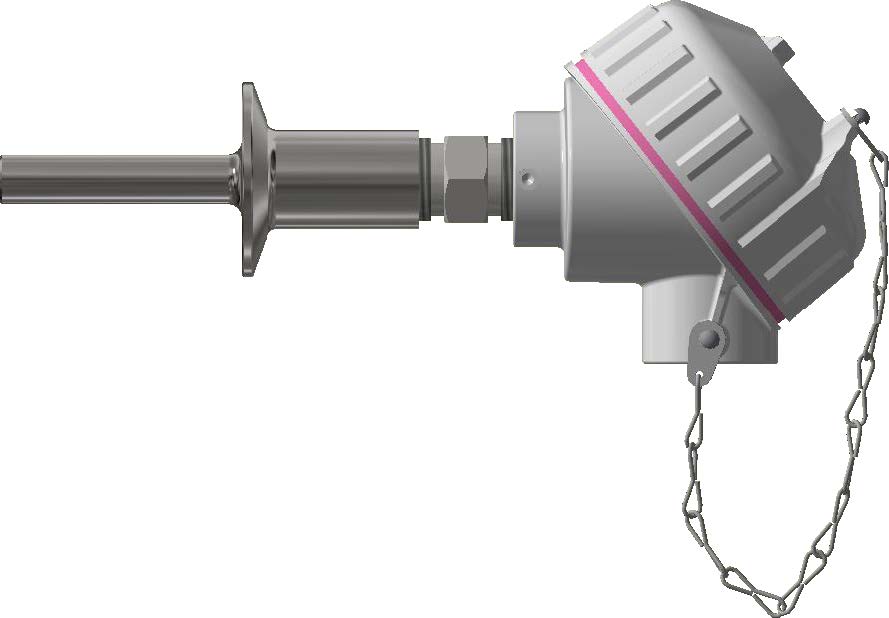 Pyromation Spring-Loaded RTD, Single 3-Wire, 1/4" OD x 4" Thermowell (1", 1-1/2" Sanitary Tri-Clamp), Aluminum Head, Epoxy Coating