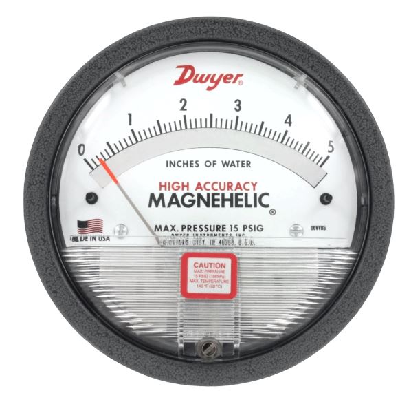 Magnehelic Gage, 4.5" Dial, 0-5 PSI, 1/8" NPT
