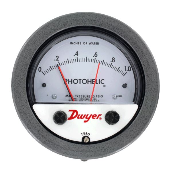 Photohelic Pressure Switch/Gage, Range 0-1.0" w.c.