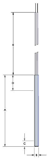 Watlow 1/4" x 3" FIREROD Stock Heater, 120V, 300W, 12" Fiberglass Swaged In Leads