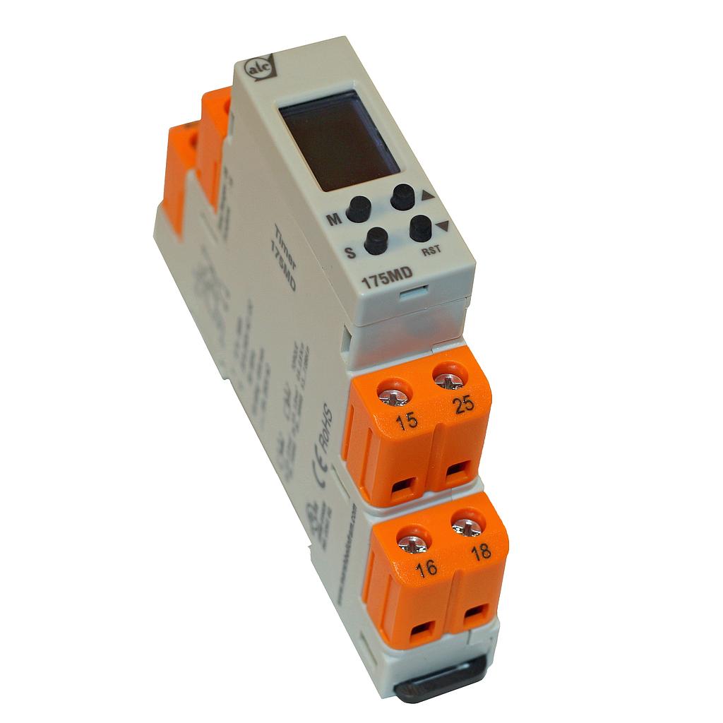 DIN Rail Mount Multi-Function Timer with Display, SPDT, 20-240VAC/DC