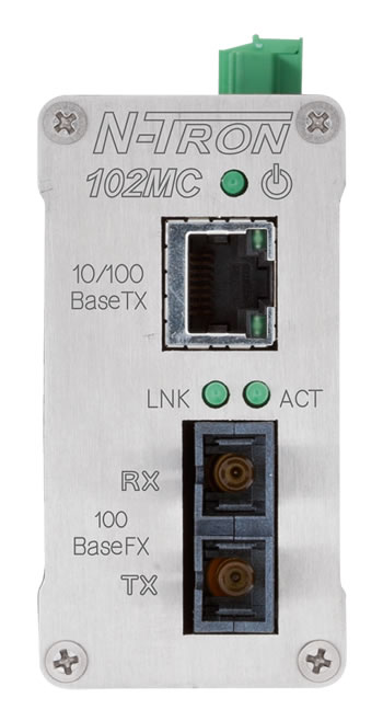 1000 Series, 2-Port, N-Tron 102MC Industrial Media Converter, SC 2km