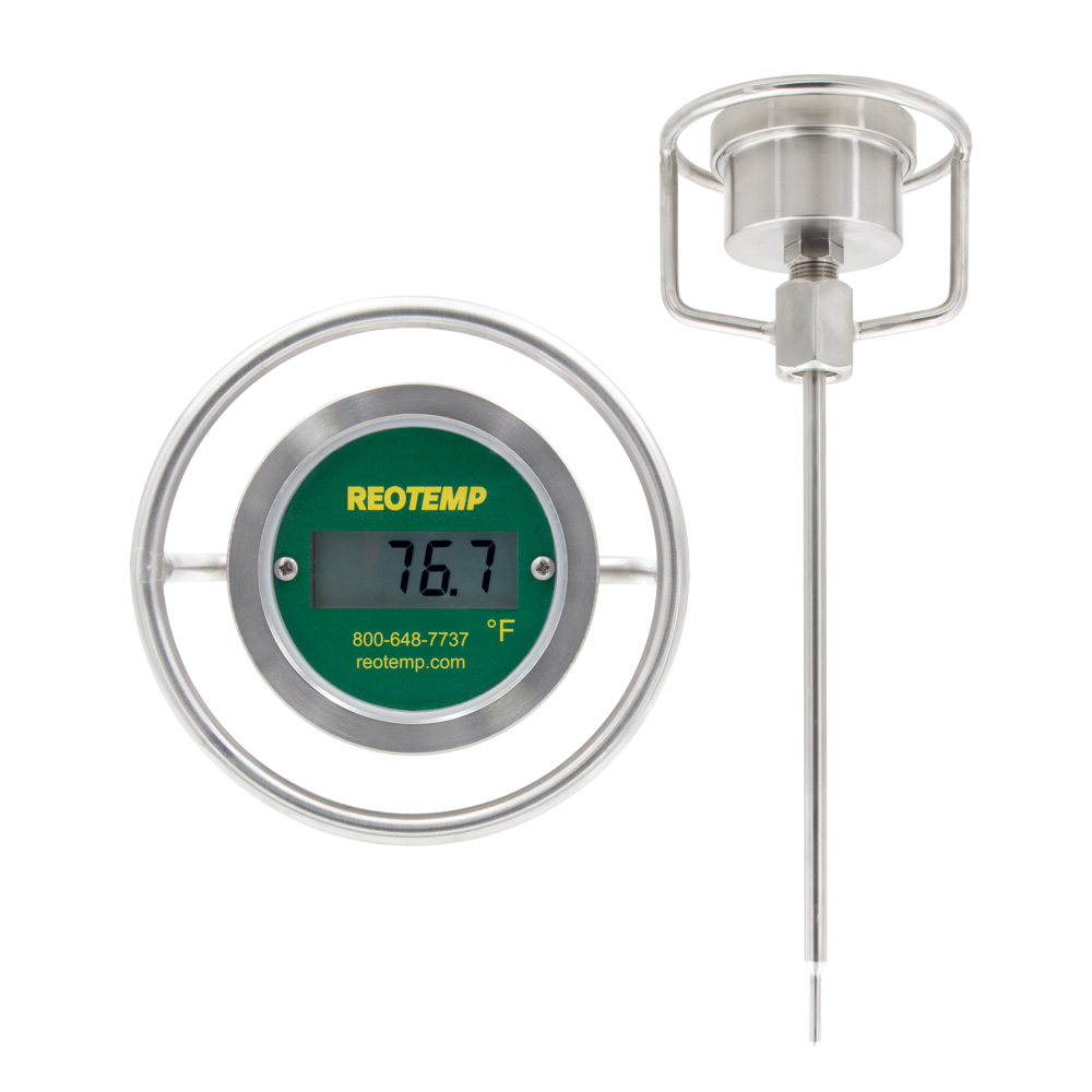 Reotemp Handheld Digital Thermometer, Back Connect, 1/2" NPT, -58/392°F, 3/8" Stem w/Fast Response 3/16" Tip, 36" Stem, Class A 1000Ω RTD