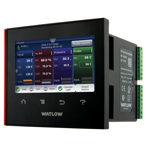 Watlow F4T Touchscreen, Data Logging, 100-240VAC, 1 Control loop, No Populated Flex Modules