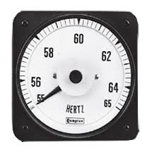CROMPTON SWITCHBOARD FREQUENCY METER 4.5", 120VAC, 55-65HZ, RED LINE AT 60HZ