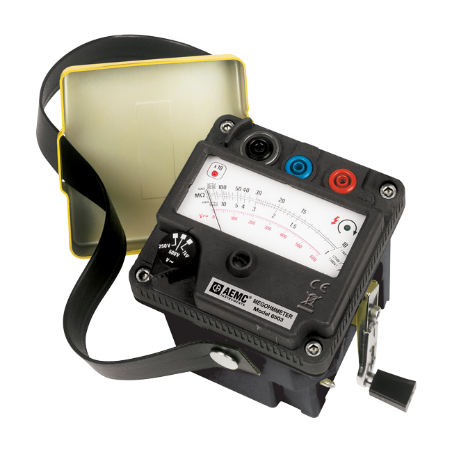 AEMC Megohmmeter Model 6503 (Hand-cranked, 250V, 500V, 1000V) Replacement for Cat #2126.51
