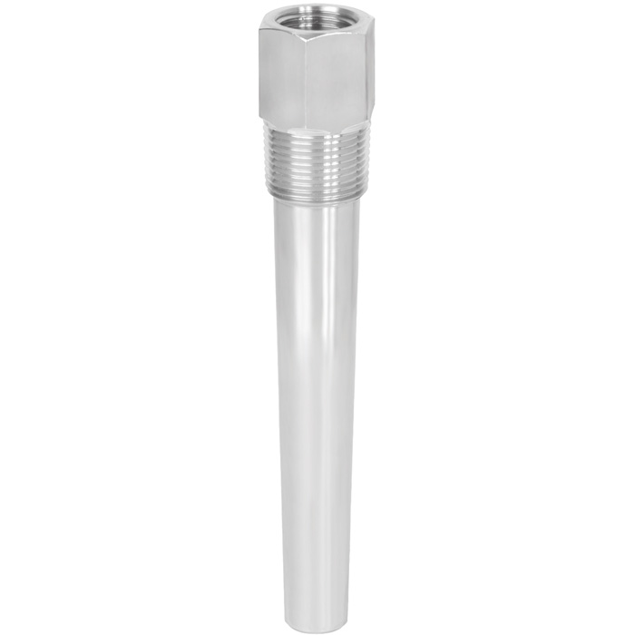 Wika Threaded Thermowell, Straight, 1/2" x 1/2", Brass, 1" 'U' Dimension