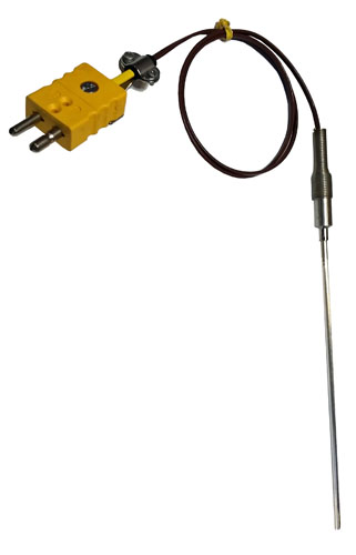 Thermocouple, Type J, .250'' OD, 304SS, Ungrounded w/ 10' FEP Split Leads  1/4" NPT Fitting Brazed on Sheath w/ 1" Insertion Below Threads