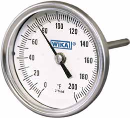 Wika TI.30 BIMETAL, 3" DIAL, 9" STEM, 50/300F, Silicone Filled w/ Safety Glass Lens