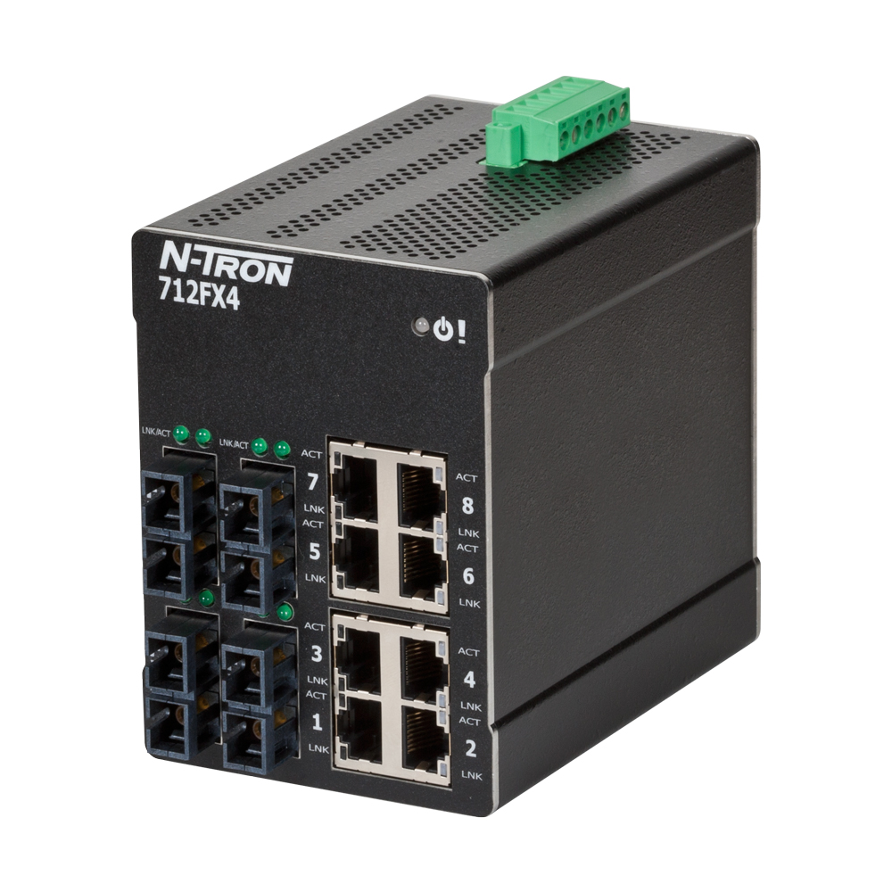 NT-700 Series, 12-Port, N-Tron 712FX4 Managed Industrial Ethernet Switch, SC 2km