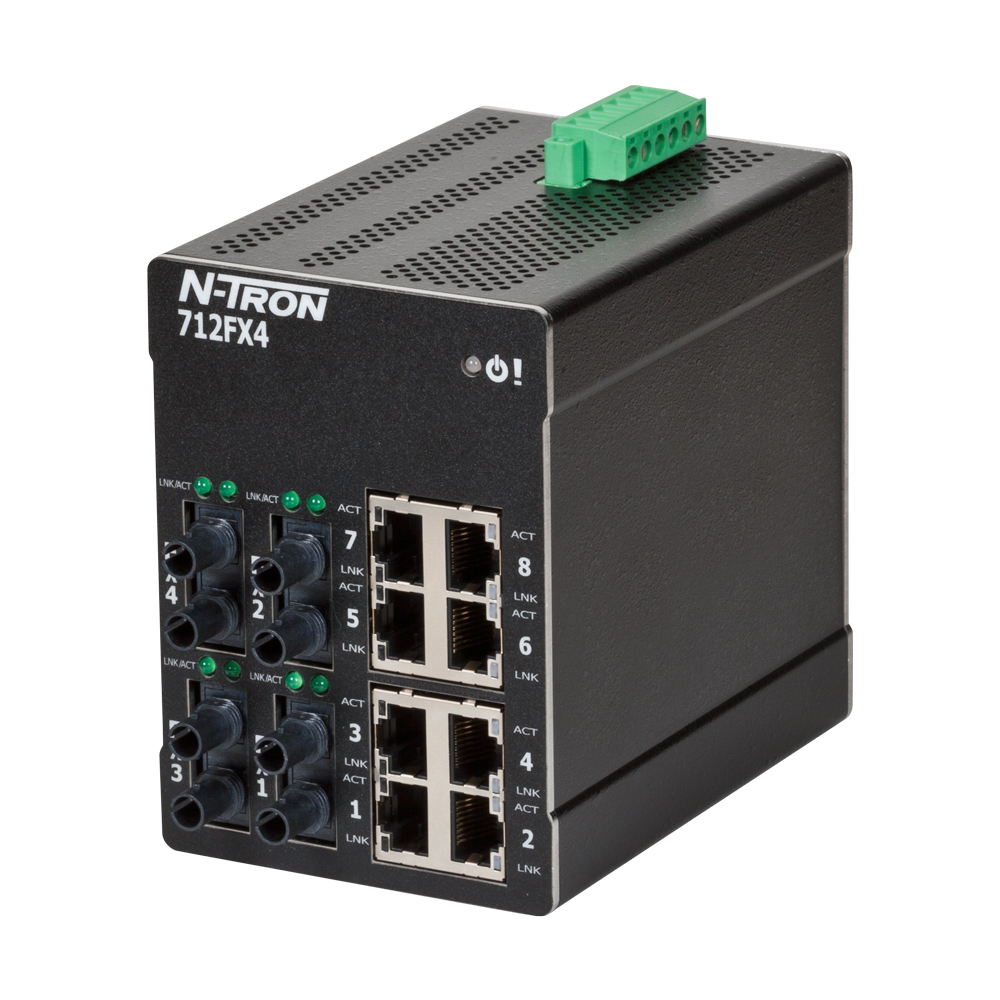 NT-700 Series, 12-Port, N-Tron 712FX4 Managed Industrial Ethernet Switch, ST 2km